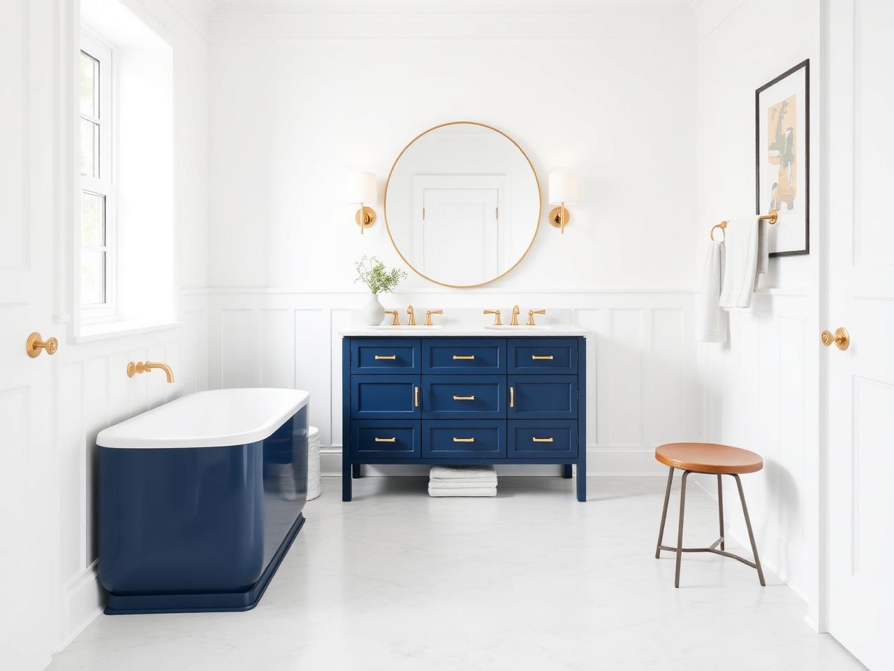 Navy Vanity Bathroom